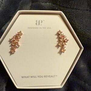 Bomb Party “She Flies Free”Smokey Topaz CZ on Rose Gold Earrings